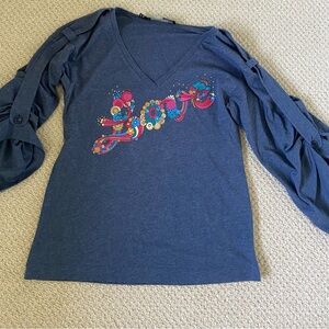 Love Moschino Love Tee Shirt Blue Size Small